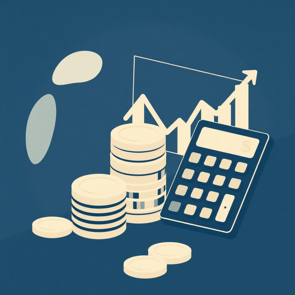 Stack of coins, calculator and pricing chart representing CFO cost