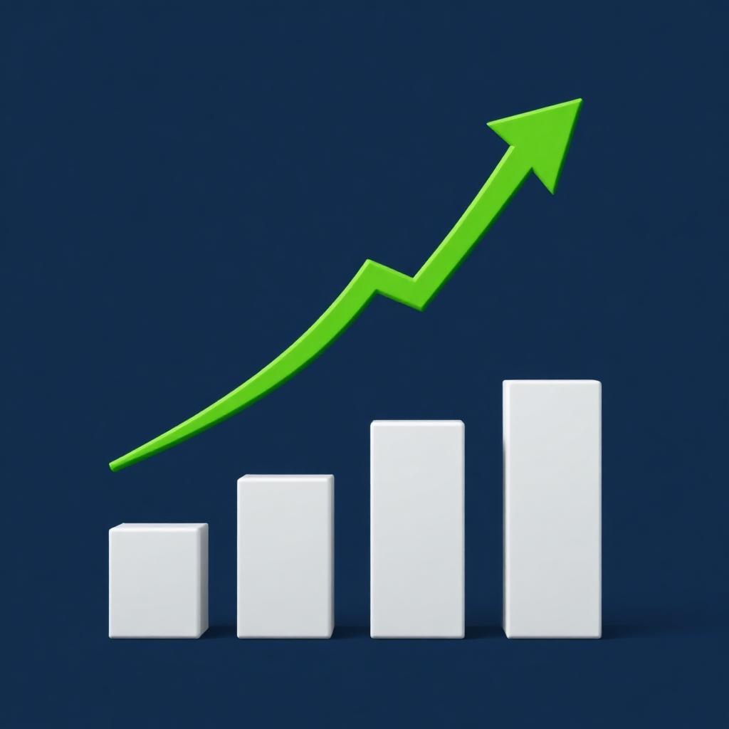 Bar chart with rising green growth arrow representing ROI